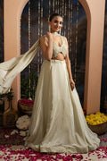 Ivory Pure Crepe Lehenga Set with Handworked Net Blouse