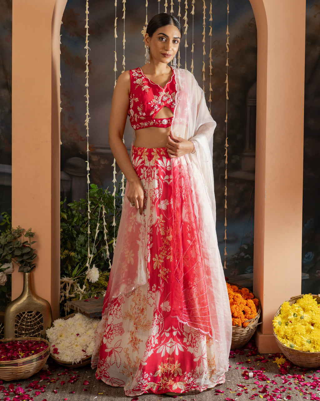Rani Pink Floral Lehenga Set
