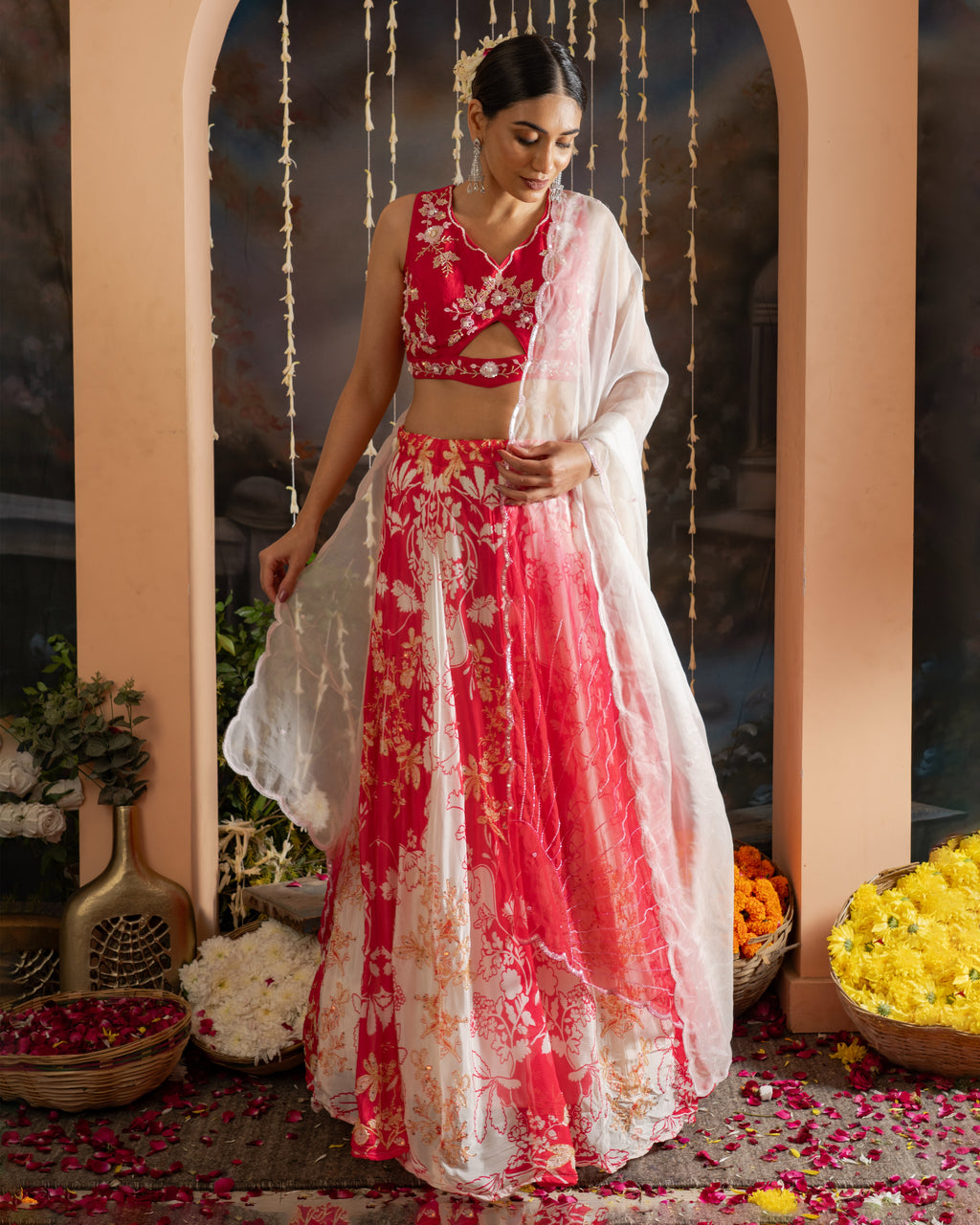 Rani Pink Floral Lehenga Set