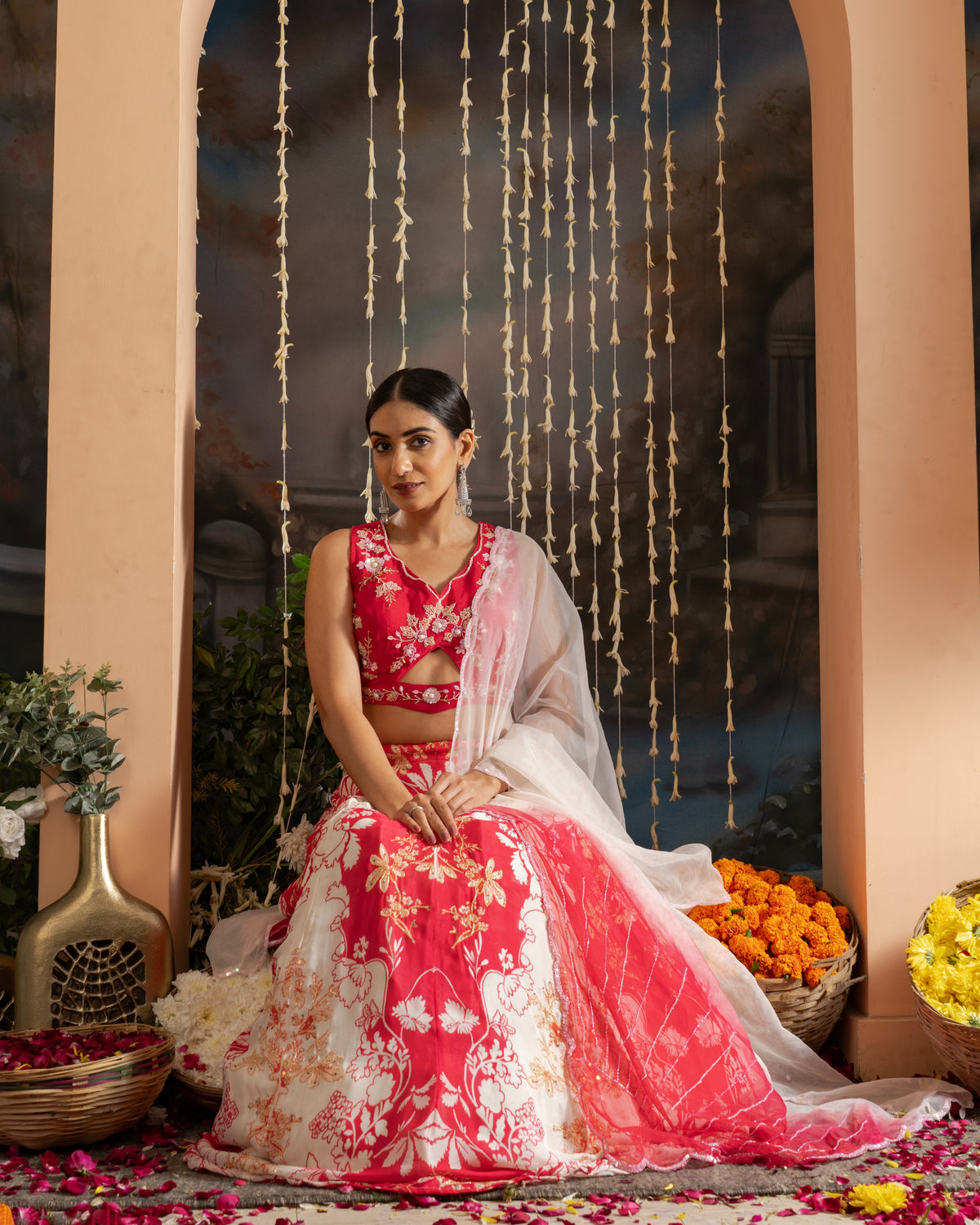 Rani Pink Floral Lehenga Set