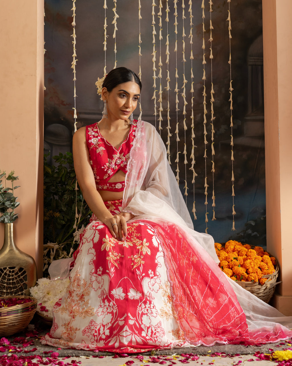 Rani Pink Floral Lehenga Set