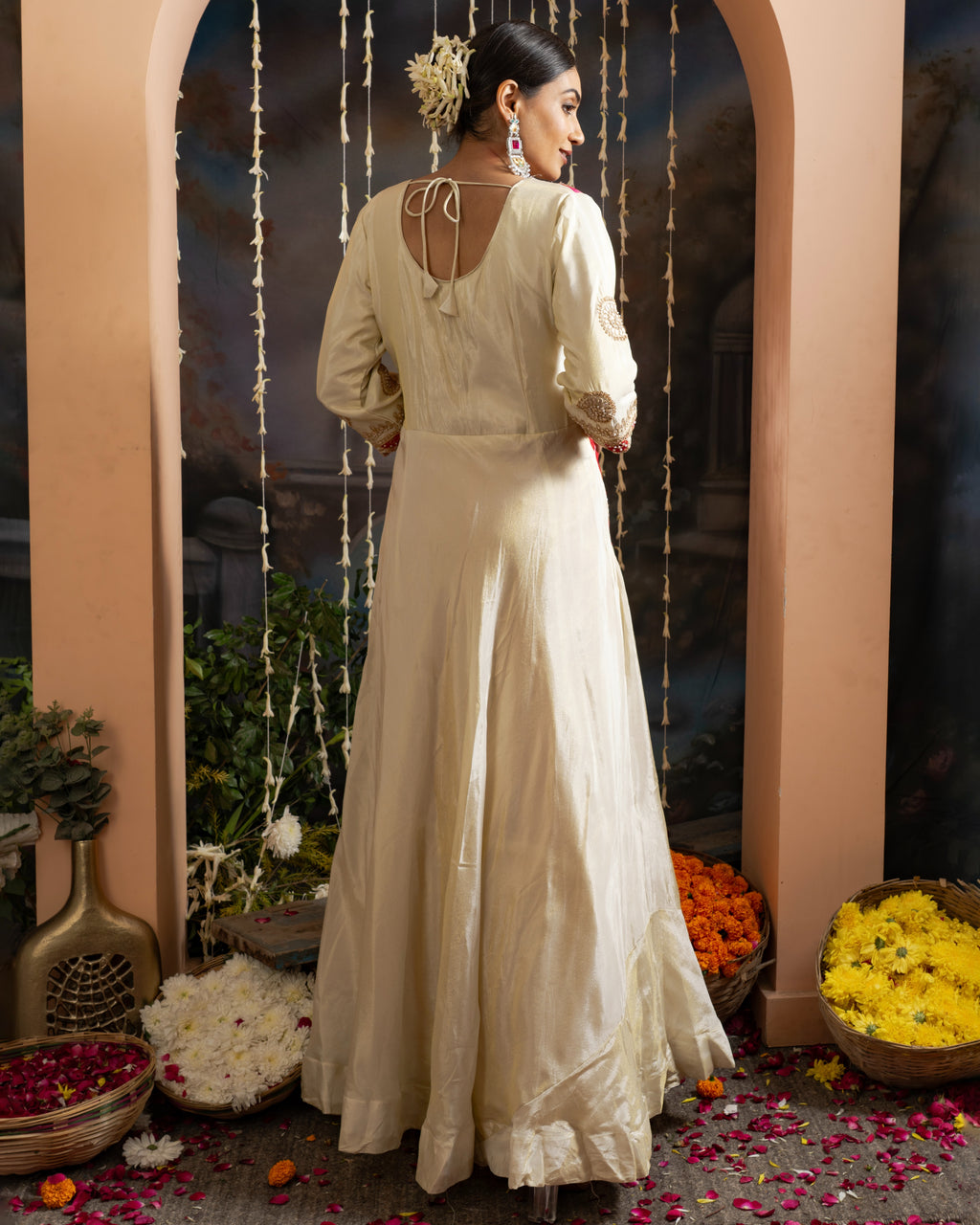 Rani Pink & Ivory Embroidered Indo-Western Jacket Set