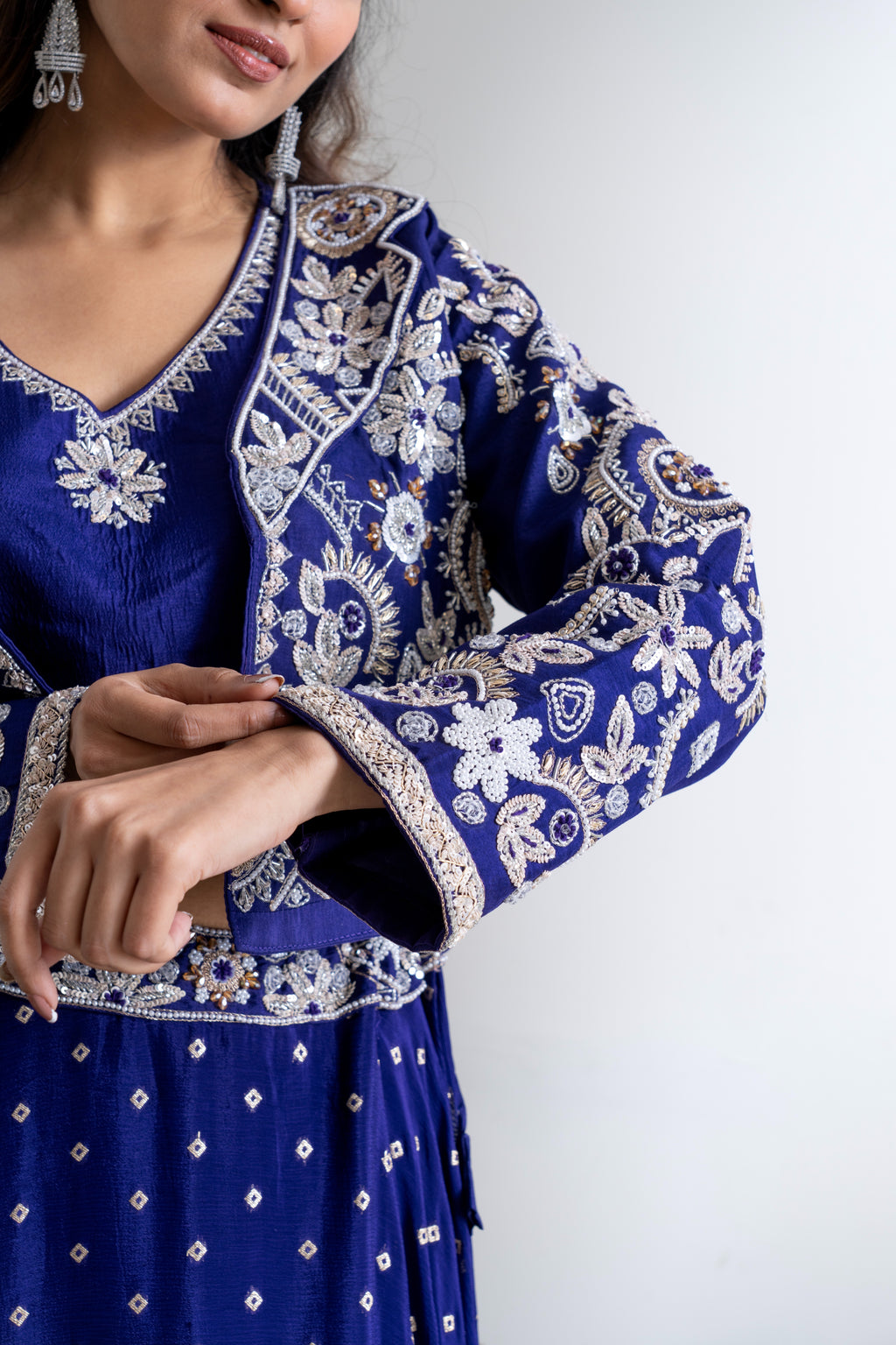 Royal Sapphire – Handcrafted 3-Piece Indo-Western Set