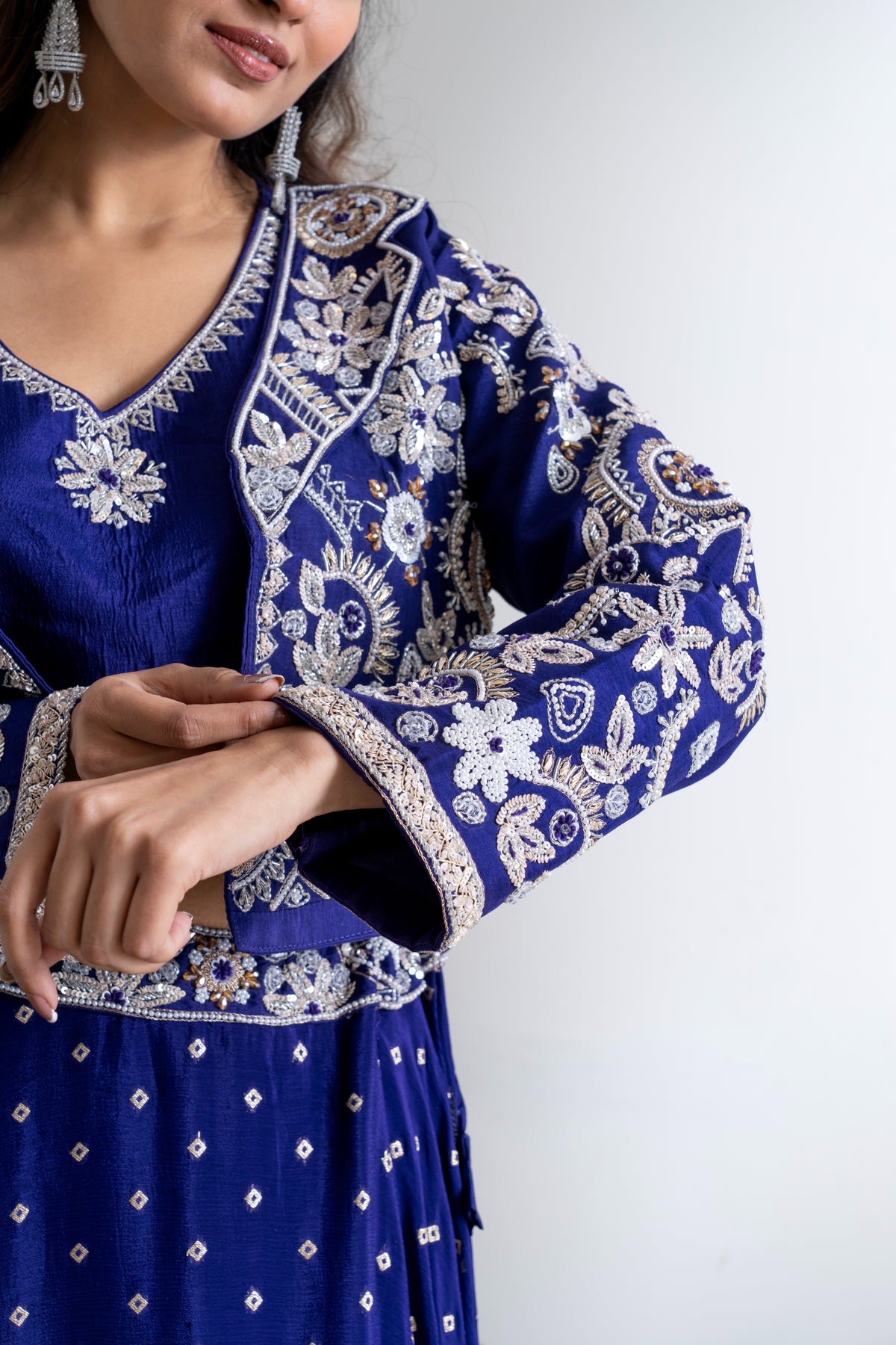 Royal Sapphire – Handcrafted 3-Piece Indo-Western Set