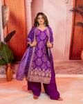 Purple & Gold Embroidered Palazzo Suit Set