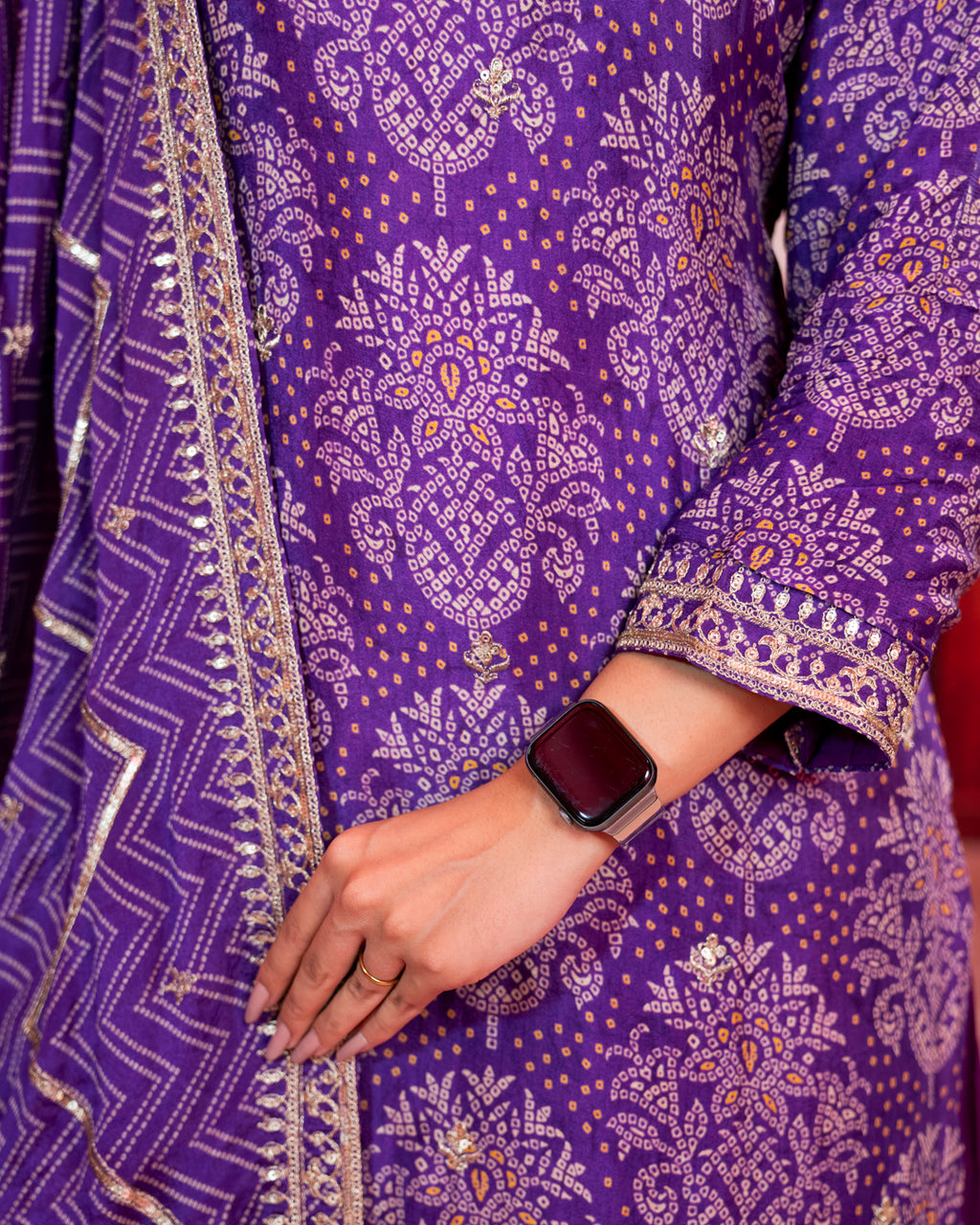 Purple & Gold Embroidered Palazzo Suit Set